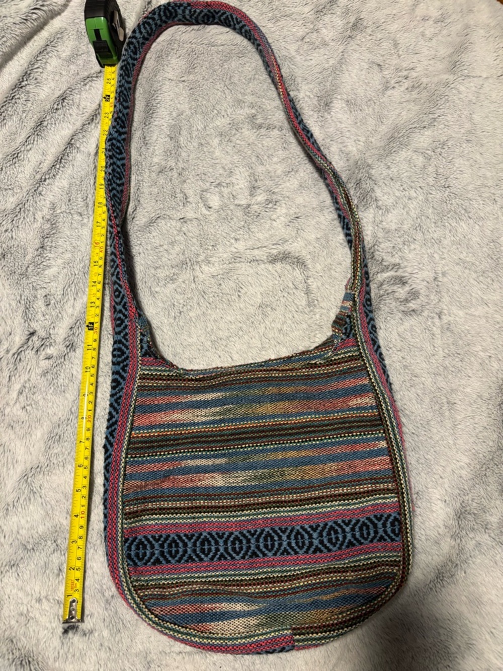 Handwoven Multicolor Striped Shoulder Bag - Boho Tote - Picture 2 of 10